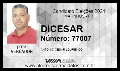 Candidato DICESAR 2024 - MATINHOS - Eleições