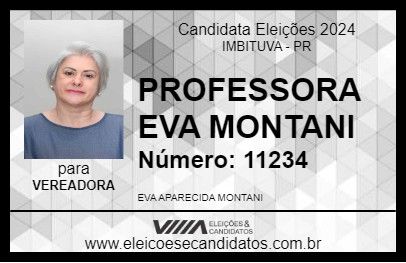 Candidato PROFESSORA EVA MONTANI 2024 - IMBITUVA - Eleições