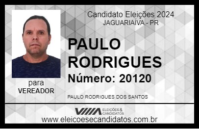 Candidato PAULO RODRIGUES 2024 - JAGUARIAÍVA - Eleições