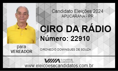 Candidato CIRO DA RÁDIO 2024 - APUCARANA - Eleições