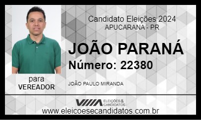 Candidato JOÃO PARANÁ 2024 - APUCARANA - Eleições