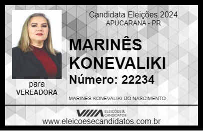 Candidato MARINÊS KONEVALIKI 2024 - APUCARANA - Eleições