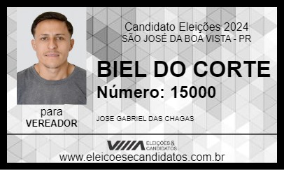 Candidato BIEL DO CORTE 2024 - SÃO JOSÉ DA BOA VISTA - Eleições