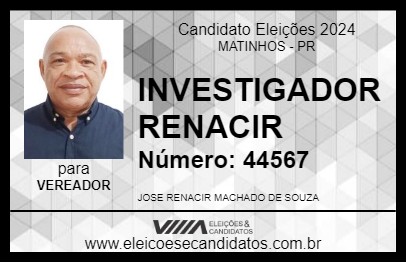 Candidato INVESTIGADOR RENACIR 2024 - MATINHOS - Eleições