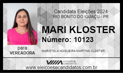 Candidato MARI KLOSTER 2024 - RIO BONITO DO IGUAÇU - Eleições