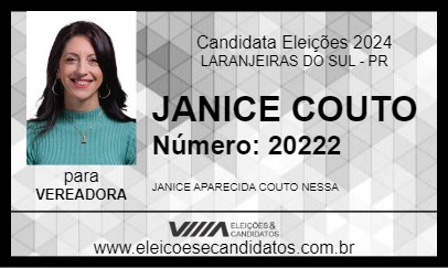 Candidato JANICE COUTO 2024 - LARANJEIRAS DO SUL - Eleições