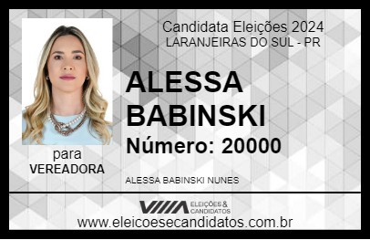 Candidato ALESSA BABINSKI 2024 - LARANJEIRAS DO SUL - Eleições