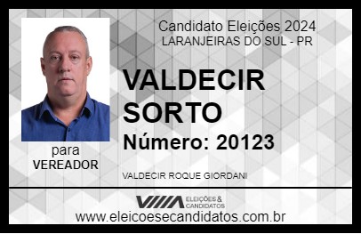 Candidato VALDECIR SORTO 2024 - LARANJEIRAS DO SUL - Eleições