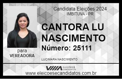 Candidato CANTORA LU NASCIMENTO 2024 - IMBITUVA - Eleições