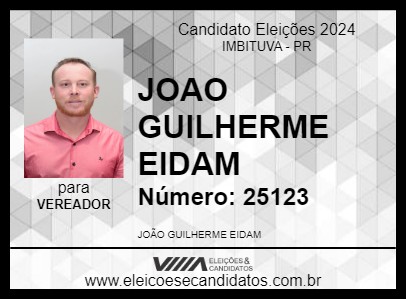 Candidato JOAO GUILHERME EIDAM 2024 - IMBITUVA - Eleições