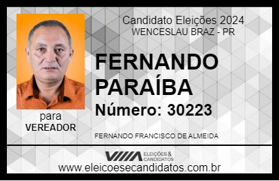 Candidato FERNANDO PARAÍBA 2024 - WENCESLAU BRAZ - Eleições