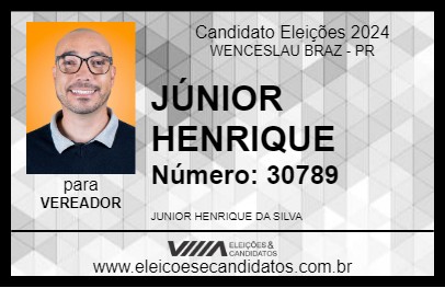 Candidato JÚNIOR HENRIQUE 2024 - WENCESLAU BRAZ - Eleições