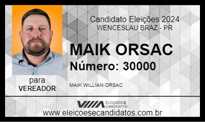 Candidato MAIK ORSAC 2024 - WENCESLAU BRAZ - Eleições