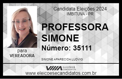 Candidato PROFESSORA SIMONE 2024 - IMBITUVA - Eleições