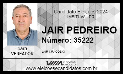 Candidato JAIR PEDREIRO 2024 - IMBITUVA - Eleições