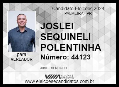 Candidato JOSLEI SEQUINELI POLENTINHA 2024 - PALMEIRA - Eleições