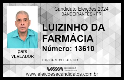 Candidato LUIZINHO DA FARMÁCIA 2024 - BANDEIRANTES - Eleições