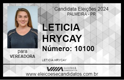 Candidato LETICIA HRYCAY 2024 - PALMEIRA - Eleições