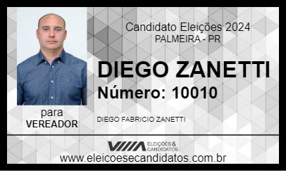 Candidato DIEGO ZANETTI 2024 - PALMEIRA - Eleições