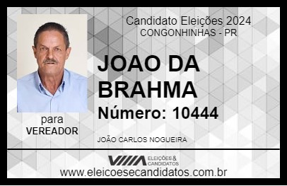 Candidato JOAO DA BRAHMA 2024 - CONGONHINHAS - Eleições