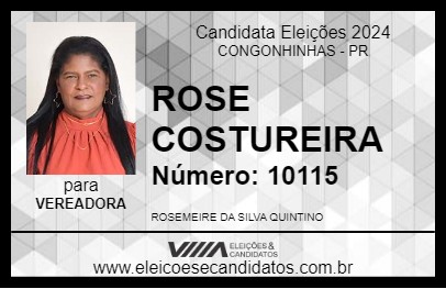 Candidato ROSE COSTUREIRA 2024 - CONGONHINHAS - Eleições