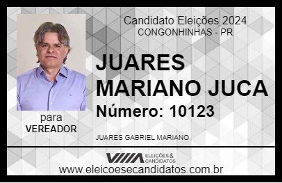 Candidato JUARES MARIANO JUCA 2024 - CONGONHINHAS - Eleições