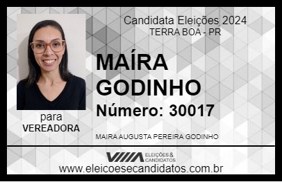 Candidato MAÍRA GODINHO 2024 - TERRA BOA - Eleições