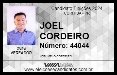 Candidato JOEL CORDEIRO 2024 - CURITIBA - Eleições