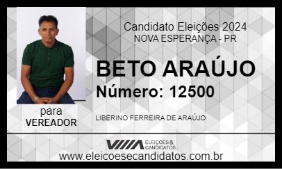 Candidato BETO ARAÚJO 2024 - NOVA ESPERANÇA - Eleições