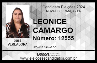 Candidato LEONICE CAMARGO 2024 - NOVA ESPERANÇA - Eleições