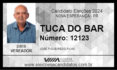 Candidato TUCA DO BAR 2024 - NOVA ESPERANÇA - Eleições