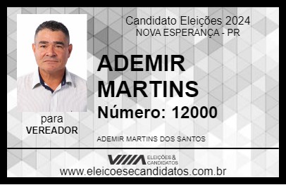 Candidato ADEMIR MARTINS 2024 - NOVA ESPERANÇA - Eleições