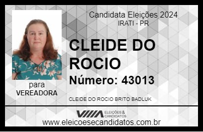 Candidato CLEIDE DO ROCIO 2024 - IRATI - Eleições