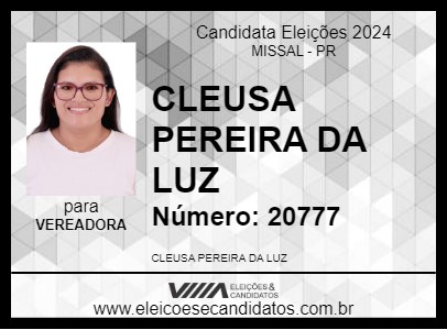 Candidato CLEUSA PEREIRA DA LUZ 2024 - MISSAL - Eleições