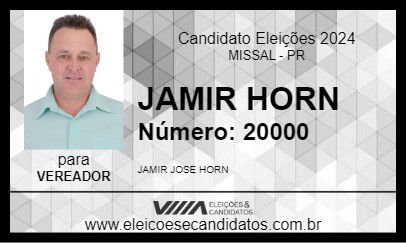 Candidato JAMIR HORN 2024 - MISSAL - Eleições