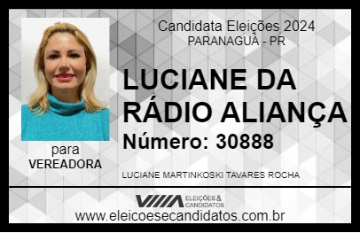 Candidato LUCIANE DA RÁDIO ALIANÇA 2024 - PARANAGUÁ - Eleições