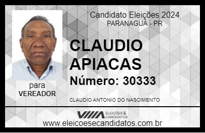 Candidato CLAUDIO APIACAS 2024 - PARANAGUÁ - Eleições