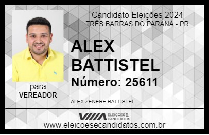 Candidato ALEX BATTISTEL 2024 - TRÊS BARRAS DO PARANÁ - Eleições