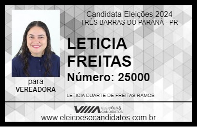 Candidato LETICIA FREITAS 2024 - TRÊS BARRAS DO PARANÁ - Eleições