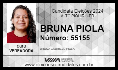 Candidato BRUNA PIOLA 2024 - ALTO PIQUIRI - Eleições