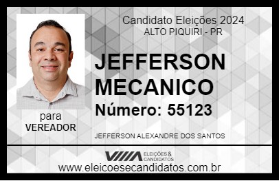 Candidato JEFFERSON MECANICO 2024 - ALTO PIQUIRI - Eleições