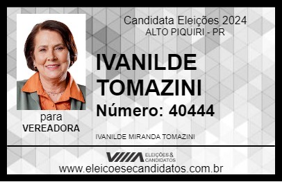 Candidato IVANILDE TOMAZINI 2024 - ALTO PIQUIRI - Eleições