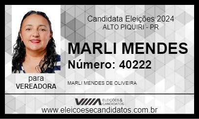 Candidato MARLI MENDES 2024 - ALTO PIQUIRI - Eleições