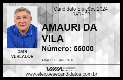 Candidato AMAURI DA VILA 2024 - IRATI - Eleições