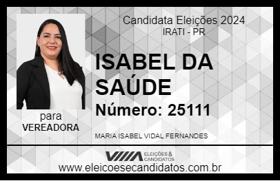 Candidato ISABEL DA SAÚDE 2024 - IRATI - Eleições