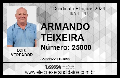 Candidato ARMANDO TEIXEIRA 2024 - IRATI - Eleições