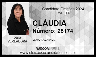 Candidato CLÁUDIA 2024 - IRATI - Eleições