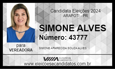 Candidato SIMONE ALVES 2024 - ARAPOTI - Eleições