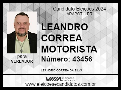 Candidato LEANDRO CORREA MOTORISTA 2024 - ARAPOTI - Eleições