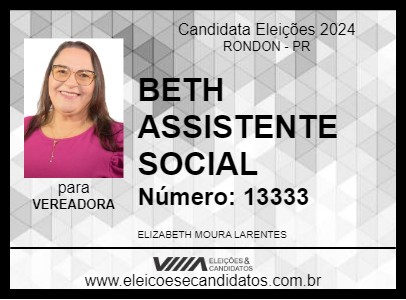 Candidato BETH ASSISTENTE SOCIAL 2024 - RONDON - Eleições